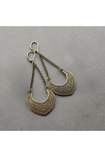 Choice أقراط نسائية من الذهب العتيق بتصميم حقيبة منحنية منحوتة يدويًا بتصميم ...