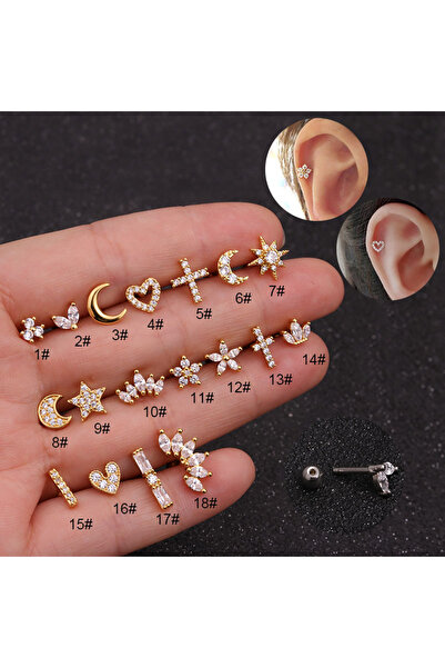 Choice 3 أقراط حلزونية ذهبية اللون من قطعة واحدة للنساء، ثقب شحمة الأذن المسطحة، غضروف الأذن