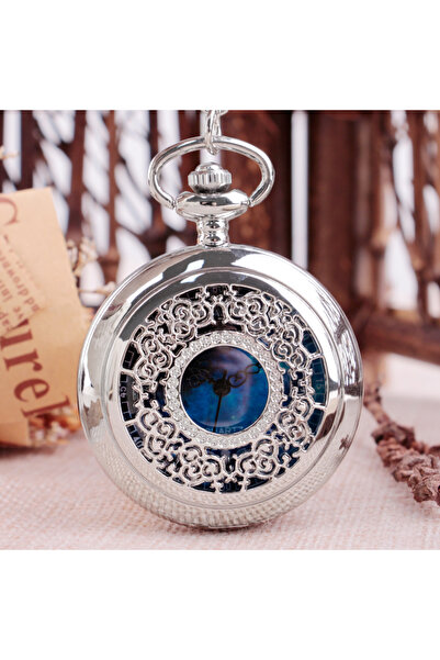 Choice قلادة فضية رائعة بمينا أزرق مرصع بالنجوم، ساعة يد كوارتز سوداء وفضية م...