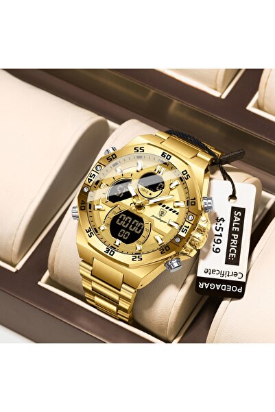 Choice6 E101 Gold Gold Top Sport Men Clock LED Luminous Waterproof Week Date ...