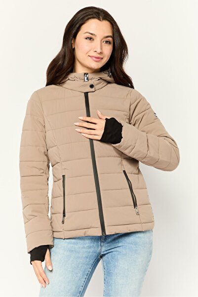 Michael Kors Women Quilted Puffer Jacket, Tan