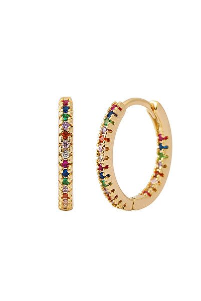 Choice أقراط نحاسية دائرية عصرية متعددة الألوان باللون الذهبي مرصعة بالزركوني...