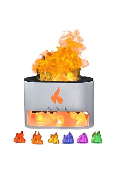 Boxely Aromatherapy Diffuser & Humidifier with Salt Crystals, Flame Effect, 250ml, White