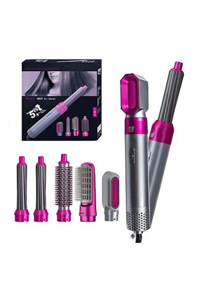 Boxely 5-in-1 Hot Air Volumizing Electric Brush, 1000W, Ionic, Ceramic, Rose Red