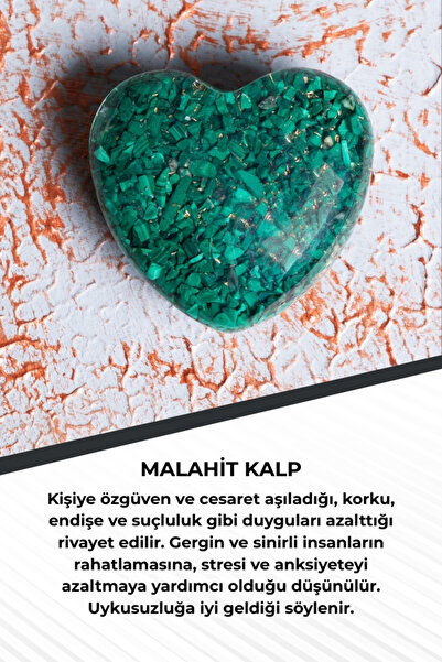 Saff Doğal Taş Malahit Kalp