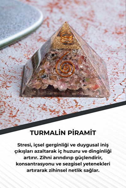 Saff Doğal Taş Turmalin Piramit