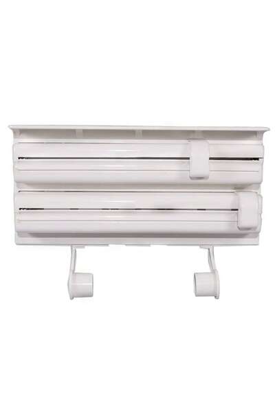 Boxely Kitchen 4-in-1 Dispenser — Paper Roll, Aluminum Foil, Cling Film & Spice Holder, White (37.5x18x7