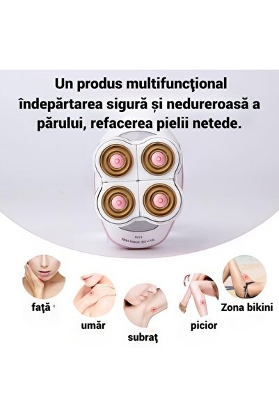 OEM Body Epilator, Plastic, White/Pink, Rechargeable, USB, LED Indicator