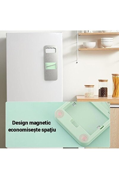 Boxely 6-in-1 Manual Slicer with Container, 6 Blades, Premium Stainless Steel, Silver/Green