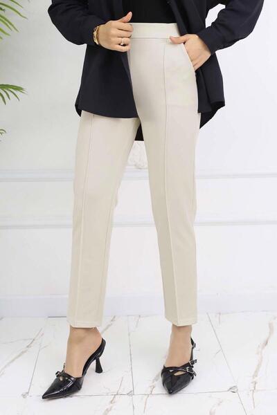 TRENDTESETTÜR Women's Beige (Stone) Tight-Leg Pants t 5403