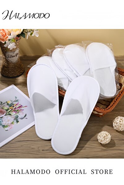 HALAMODO 24-Pairs Disposable Bath Slippers White