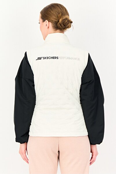 SKECHERS Women Brand Logo Puffer Vest, White