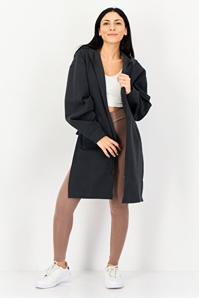 adidas Women Sportswear Fit Long Sleeve Full Zip Outdoor Hoodie, Charcoal