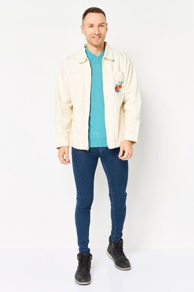 Vans Men Embroidered Jacket Shirt, Off White