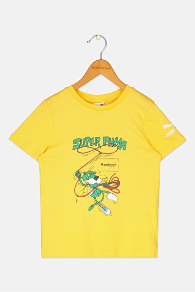 Puma تي شيرت رياضي للأولاد بأكمام قصيرة وطبعة جرافيكية للأنشطة الخارجية، بالل...