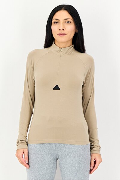 adidas Women Slim Fit Long Sleeve Training T-Shirt, Taupe
