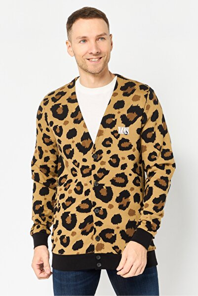 Vans Men V Neck Embroidered Logo Cardigan, Multicolor