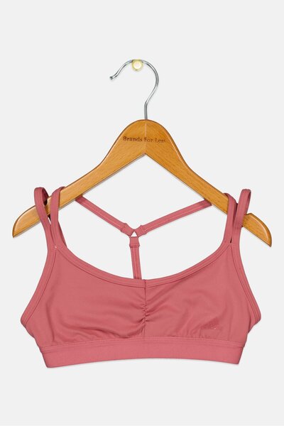 adidas حمالة صدر رياضية غير مبطنة للبنات الصغار، لون وردي باهت