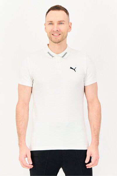 Puma Men Slim Fit Short Sleeve Outdoor Polo Shirt, White