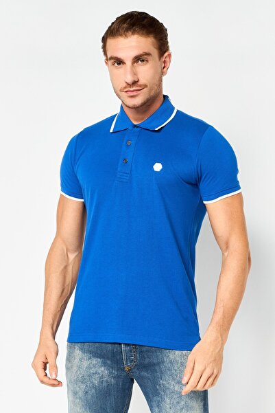 Cerruti 1881 Men Regular Fit Embroidered Logo Short Sleeve Polo Shirt, Dark Blue