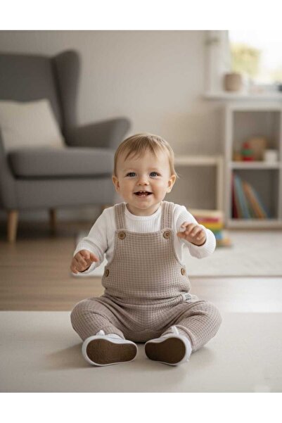 NOMİRO Waffle Kumaş Bebek Salopet Tulum