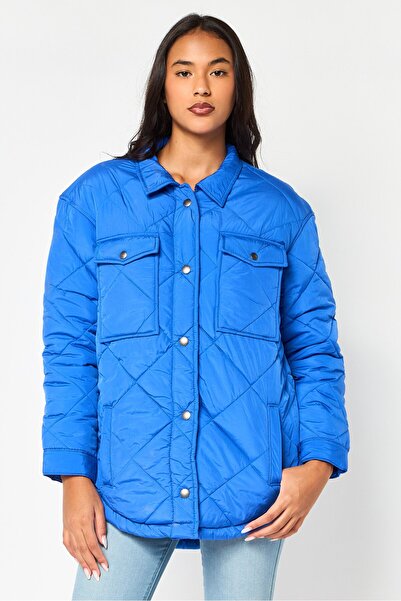 AMERICAN EAGLE Women Quilted Puffer Jacket, Blue