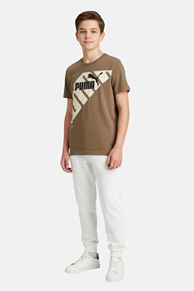Puma Kids Boys Sportswear Fit Brand Logo Outdoor T-Shirt, Taupe