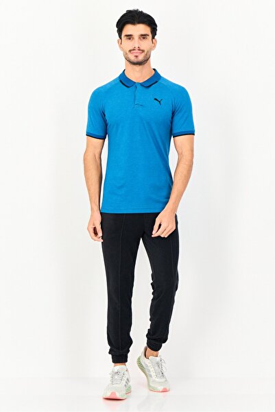 Puma Men Slim Fit Short Sleeve Pique Outdoor Polo Shirt, Heather Teal Blue