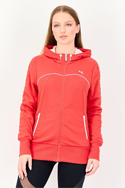 Puma x Scuderia Ferrari Women Sportswear Fit Long Sleeve Outdoor Hooded Sweatshirt, Red