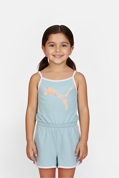 Puma Toddlers Girl Brand Logo Rompers, Light Turquoise