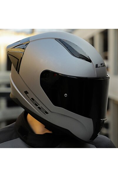 LS2 Rapıd 2 Race Mat Tıtanıum Kapalı Motosiklet Kaskı Siyah Camlı