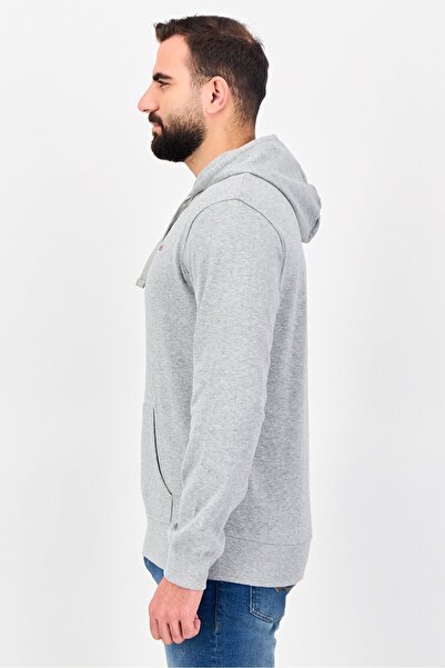 Tahari Men Embroidered Logo Long Sleeve Hoodie, Grey