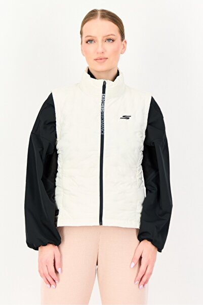 SKECHERS Women Brand Logo Puffer Vest, White