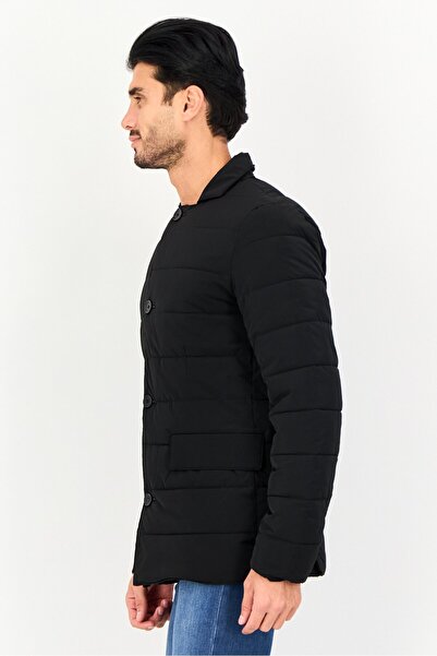 CELIO Men Quilted Long Sleeve Puffer Jacket, Black