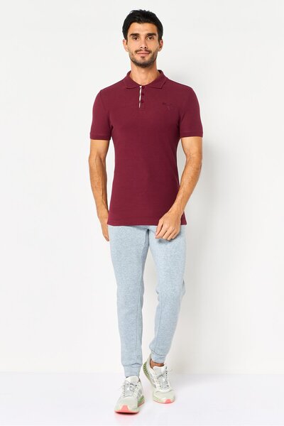 Puma Men Slim Fit Short Sleeve Embroidered Logo Outdoor Polo Shirt, Maroon