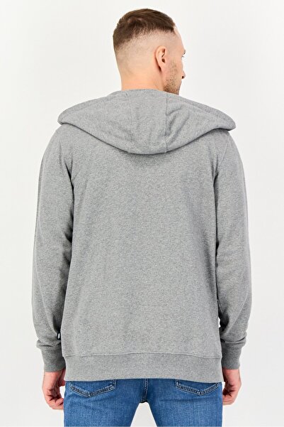 Vans Men Brand Logo Long Sleeve Full Zip Hoodie, Grey