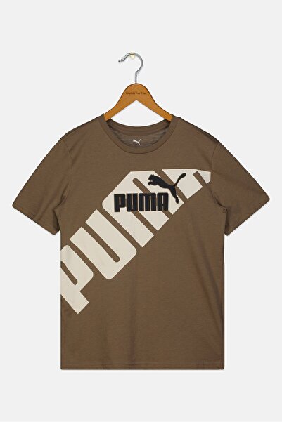 Puma Kids Boys Sportswear Fit Brand Logo Outdoor T-Shirt, Taupe