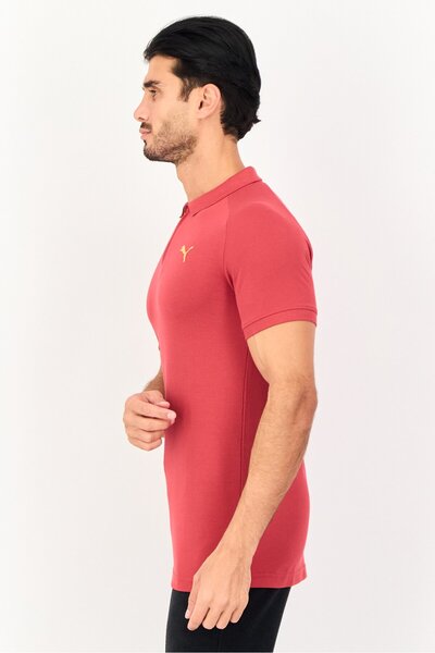 Puma Men Slim Fit Embroidered Logo Short Sleeve Outdoor Polo Shirt, Red