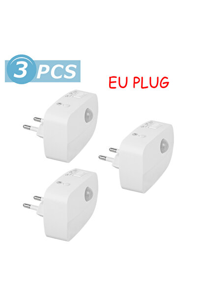 Choice قابس الاتحاد الأوروبي 3 قطع مصباح ليلي LED صغير مزود بمستشعر حركة PIR ...