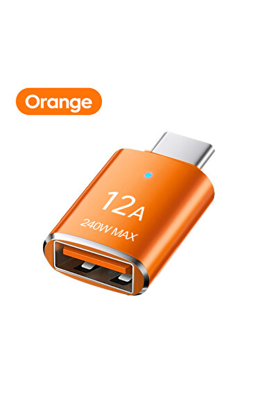 Choice محول OTG من النوع C إلى USB A برتقالي 12A، موصل محول شاحن من النوع C إ...
