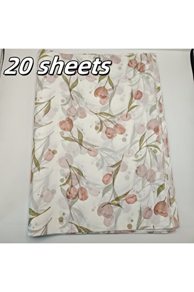 Choice 20 ورقة أنيقة من ورق المناديل بنقشة زهور التوليب مع أوراق خضراء لتغليف...