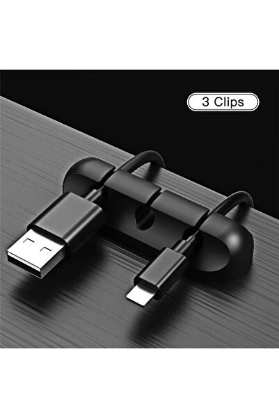 Choice Black 3 Hole Adhesive Cable Holder Clips Cord Management Wire Organizer for Desktop USB Charging Cab