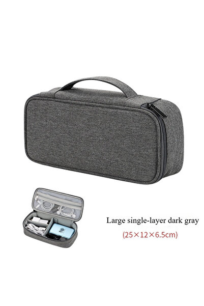 Choice رمادي غامق 1 قطعة 1 قطعة حقيبة سفر كابل محمول حقيبة حمل لشاحن وحزمة أسلاك مصدر طاقة خارجي