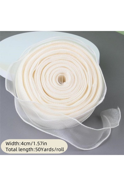 Choice 4cm 50Yards-Beige 10/50Yards Chiffon Silk Ribbon Organza Satin For DIY...