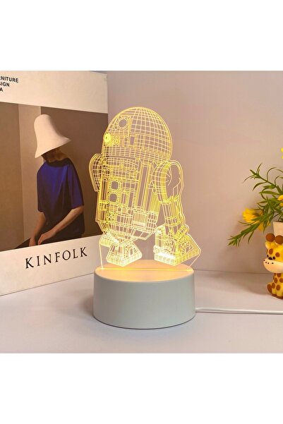 Choice ضوء ليلي ثلاثي الأبعاد على شكل مركبة فضائية، لون واحد أبيض دافئ، مصباح طاولة USB، ضوء ناعم لغرفة النوم مع