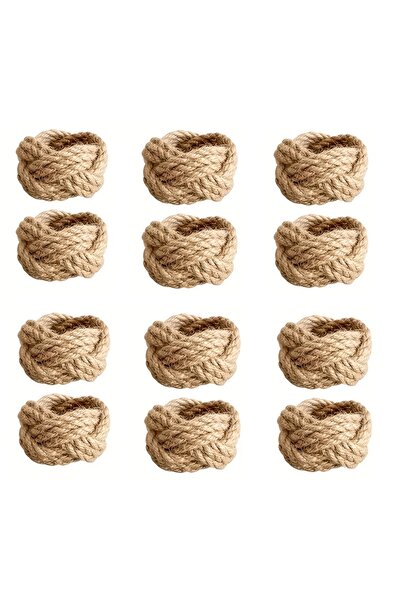 Choice 12Pcs 12Pcs Linen Braided Napkin Ring Set, Handmade Braided Flower Sha...