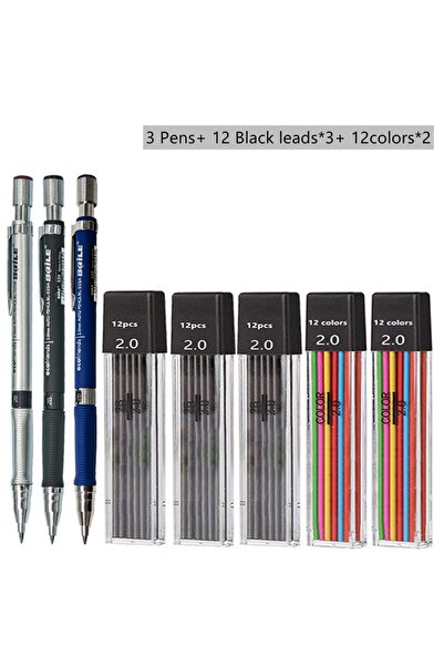 Choice مجموعة أقلام رصاص ميكانيكية D بألوان مختلطة 2 مم، قلم رصاص HB للرسم وا...