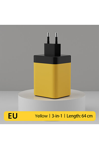 Choice شاحن هاتف سريع الشحن 3 في 1 من الاتحاد الأوروبي باللون الأصفر من Eloug...