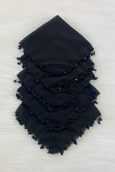 ZEYMERADE مناديل العروس والعريس مزينة بالخرز الزجاجي الكريستالي الأسود، 10 قط...