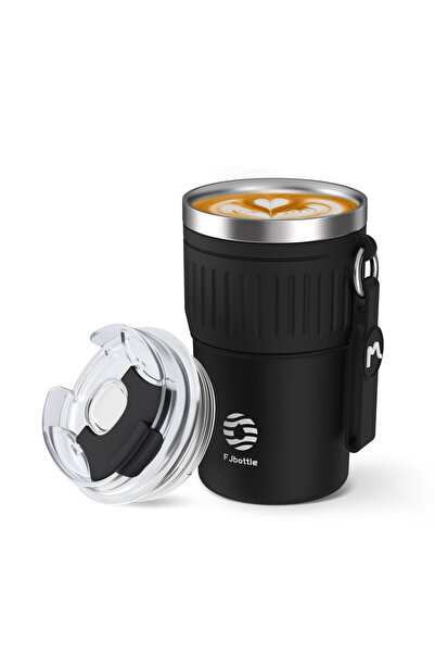 Choice كوب قهوة FEIJIAN أسود من الفولاذ المقاوم للصدأ سعة 400 مل، كوب ترمس لل...